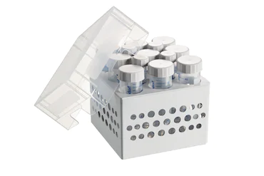 艾本德儲(chǔ)存盒 3 × 3, 可放置 9  個(gè) 50  mL 試管和 4  個(gè) 15  mL 試管，2  件，高 127  mm，5  英寸，聚丙烯材料，可耐受最低 -86  °C，高溫高壓滅菌，帶蓋子